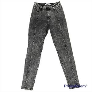 Secrets with Love Super High Narrow Waisted Jeans Womens Sz 29 Black Acid Wash